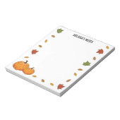 Bloc-note Feuilles d'automne et citrouilles orange avec text (Tourné)