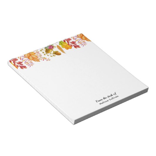 Bloc-note Feuilles d'automne et frontière de feuillage (Incliné)