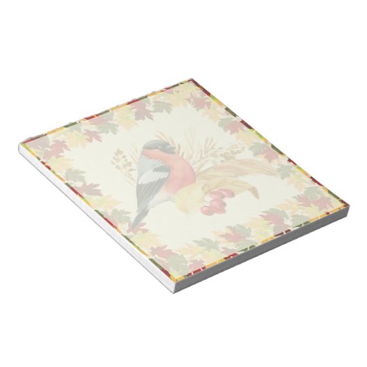 Bloc-note Feuilles d'automne et oiseau (Incliné)