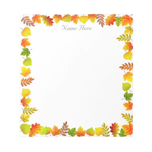 Bloc-note Feuilles d'automne sur fond blanc simple (Devant)