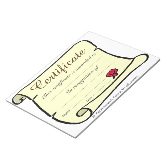 Bloc-note Feuilles de défilement de certificat d'école à fai (Incliné)