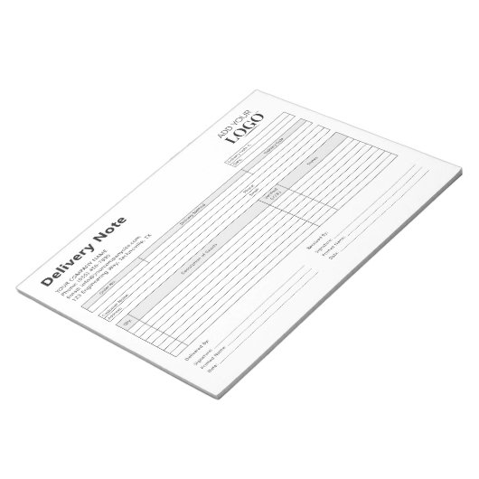 Bloc-note Feuilles de Modèle de notes de livraison modifiabl (Incliné)