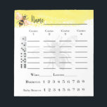 Bloc-note Feuilles de note Bunco Bee<br><div class="desc">Le thème de l'abeille dans le thème jaune et noir crée un merveilleux Bunco ou Bunko partition pavé. Idéal pour vos dames de la reine des abeilles nuit dehors Bunco jeu soirée.</div>