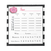 Bloc-note Feuilles de notes Bunco Fleur rose noir et blanc (Devant)