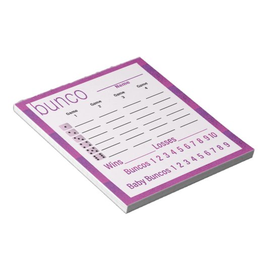 Bloc-note Feuilles de notes Bunco violet rose moderne (Incliné)