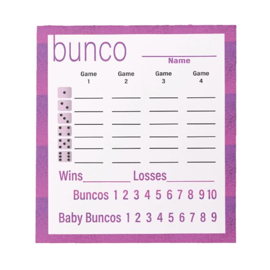 Bloc-note Feuilles de notes Bunco violet rose moderne (Devant)