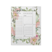 Bloc-note Feuilles de platine quotidienne à fleurs roses (Tourné)