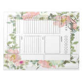 Bloc-note Feuilles de platine quotidienne à fleurs roses (Devant)