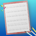 Bloc-note Feuilles de pratique de l'écriture manuscrite Rust<br><div class="desc">Étudiants et adultes peuvent pratiquer à la fois l'écriture imprimée et cursive avec ce bloc-papier grand format avec un arrière - plan de design rouge rustique. Chaque page comprend 6 lignes pour l'écriture, avec une ligne descendante d'extendeur pour la pratique de toutes les lettres de coque inférieur et de coque...</div>