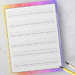 Bloc-note Feuilles de pratique d'écriture manuscrite | Aquar<br><div class="desc">Étudiants et adultes peuvent pratiquer à la fois l'écriture imprimée et cursive avec ce bloc-papier grand format avec un arrière - plan coloré d'aquarelle arc-en-ciel. Chaque page comprend 6 lignes pour l'écriture, avec une ligne descendante d'extendeur pour la pratique de toutes les lettres de coque inférieur et de coque supérieur....</div>