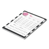Bloc-note Feuilles de score Bunco Noir et Blanc Fleur Rose (Tourné)