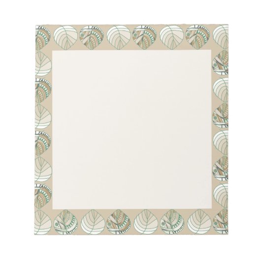 Bloc-note Feuilles de tête de poisson Champignons Vert Brown (Devant)