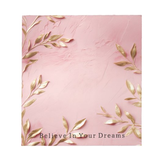 Bloc-note Feuilles d'or rose (Devant)