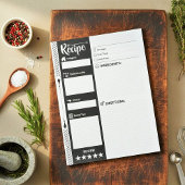 Bloc-note Feuilles modernes noir & blanc | Pages de recette