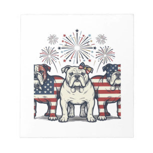 Bloc-note Feux d'artifice de Bouledogue patriotique Gravure
