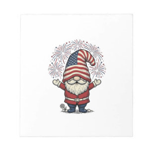 Bloc-note Feux d'artifice de gnome patriotique dessin vector