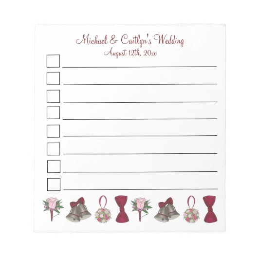 Bloc-note Fiançailles mariage Fête des mariées Bouquet Bells (Devant)