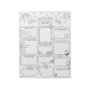 Bloc-note Fiche d'activité Tout sur moi pour les enfants de