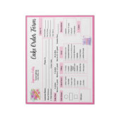 Bloc-note Fiche de commande de gâteau Rose de la broche aqua (Tourné)