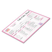 Bloc-note Fiche de commande de gâteau Rose de la broche aqua (Incliné)