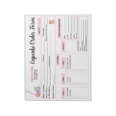 Bloc-note Fiche de commande Rose de cupcake de l'étain (Tourné)