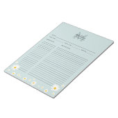 Bloc-note Fiche de recette à monogramme en script sarcelle m (Incliné)