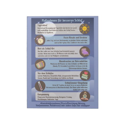 Bloc-note Fiches d'information sur l'hygiène du sommeil pour (Tourné)