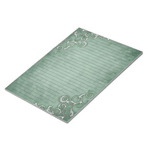 Bloc-note Filigree blanc sur papier à papier à lettres vert