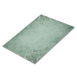 Bloc-note Filigree blanc sur papier à papier à lettres vert