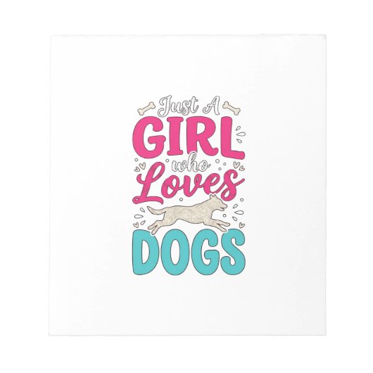 Bloc-note Fille aime les chiens Typographie de gravure vinta (Devant)