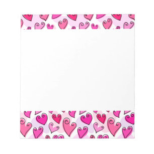 Bloc-note Fille Coeurs Roses Cute Romantic Valentines Day