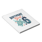 Bloc-note Fille d'anniversaire 6 Tortue de mer Conception ve (Incliné)
