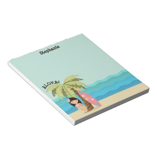 Bloc-note Fille de surfer hawaïenne (Incliné)