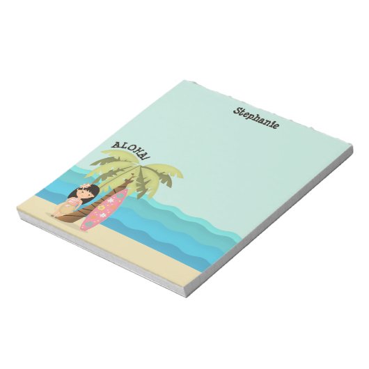 Bloc-note Fille de surfer hawaïenne (Tourné)