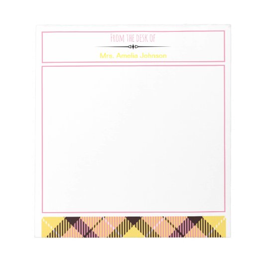 Bloc-note Fille Du Bureau Du Nom De Script Personnalisé Tart (Devant)