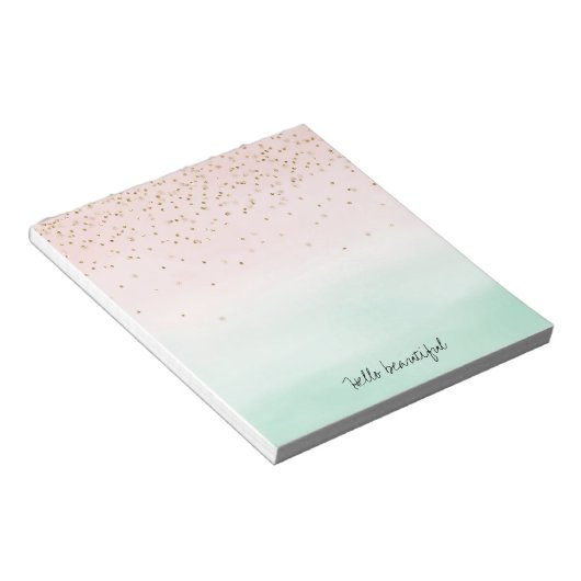 Bloc-note Fille Glam Blush Mint Rose Or Éperche Confetti (Incliné)