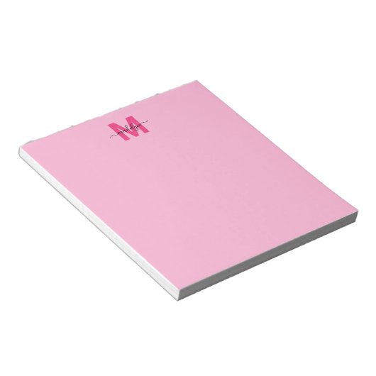 Bloc-note Fille Hot rose Calligraphie Nom Monogramme (Incliné)