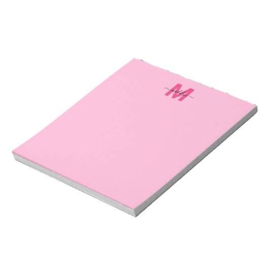 Bloc-note Fille Hot rose Calligraphie Nom Monogramme (Tourné)