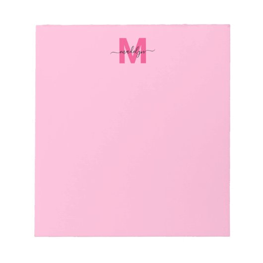 Bloc-note Fille Hot rose Calligraphie Nom Monogramme (Devant)