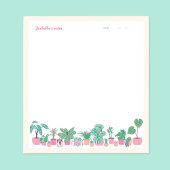 Bloc-note Fille Houseplants rose, vert et crème non alignés