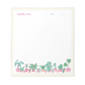 Bloc-note Fille Houseplants rose, vert et crème non alignés (Devant)