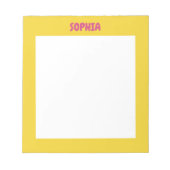 Bloc-note Fille Jaune et rose chaud Nom (Devant)