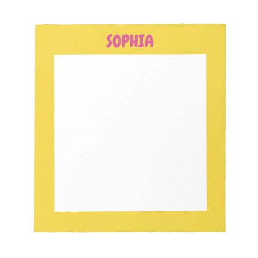 Bloc-note Fille Jaune et rose chaud Nom (Devant)