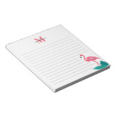 Bloc-note Fille Monogramme Feuilles tropicaux Flamant rose r (Incliné)