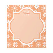 Bloc-note Fille Monogramme mignon Orange Daisy Fleurs et nom (Devant)