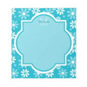 Bloc-note Fille Monogramme Turquoise Daisy Fleurs Avec Nom (Devant)