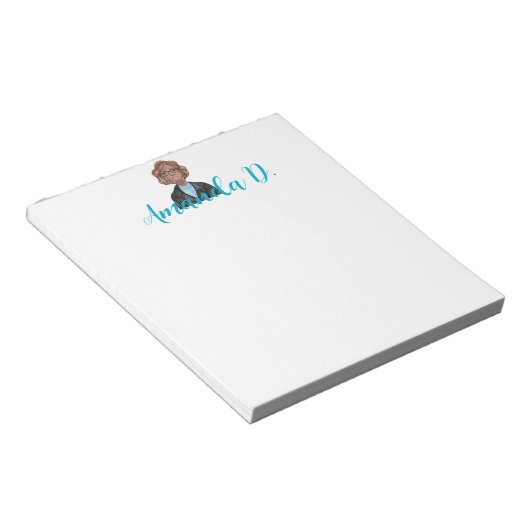 Bloc-note Fille noire avec lunettes Personnalisé (Incliné)