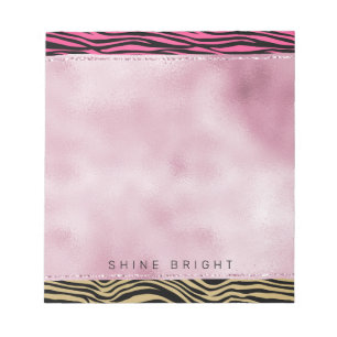 Bloc-note Fille Pink Gold Ombre Aquarelle Black Zebra Imprim