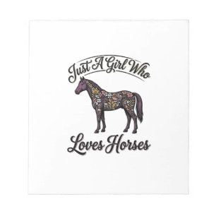 Bloc-note Fille qui aime les chevaux Design floral vintage d