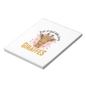Bloc-note Fille qui aime les girafes Dessin de gravure vinta (Tourné)